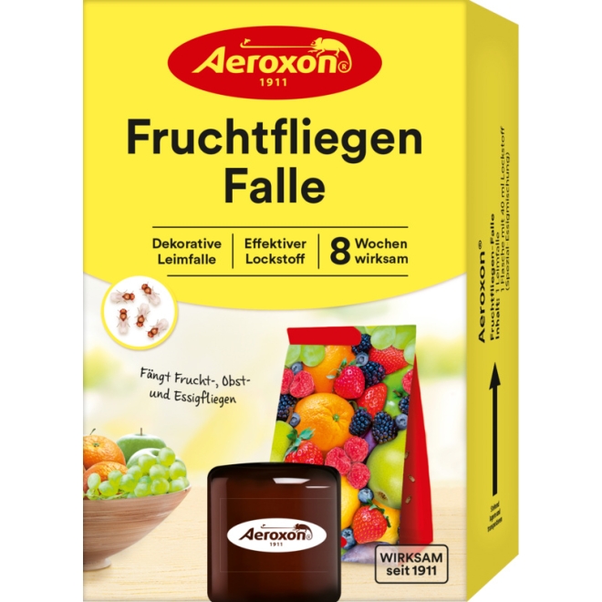 Aeroxon Fruchtfliegen Falle, dekorative Leimfalle +40ml Lockstoff