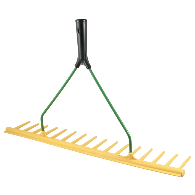 Heurechen mit Egalisierkante, 65cm, 16 Zinken, Rasenrechen, Laubrechen, ohne Stiel