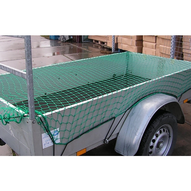 Abdecknetz 2,50 x 4,00m, Anhängernetz aus PP, mit Gummi-Spanneine Ø6mm, Maschenweite 45 mm