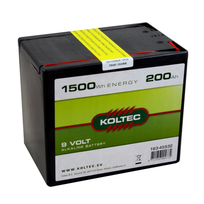 Koltec Alkaline 9V - 200Ah Weidezaunbatterie - Batterie für Weidezäune