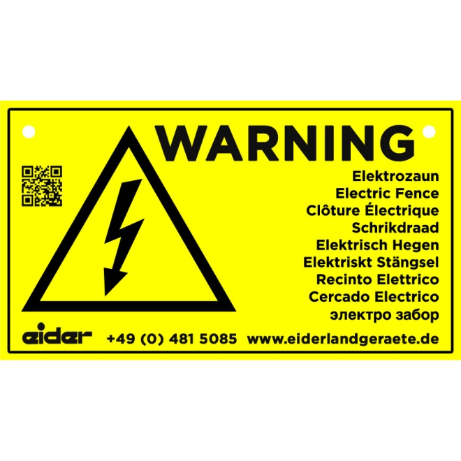 Warnschild International: Vorsicht Elektrozaun, gelb, 225x130mm, Hinweisschild