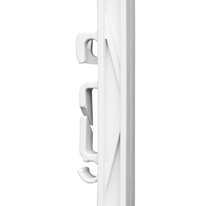 Steigbügelpfahl MUSTANG 115cm, weiß, 10 Ösen, glasfaserverstärkter Zaunpfahl mit Steigbügeltritt