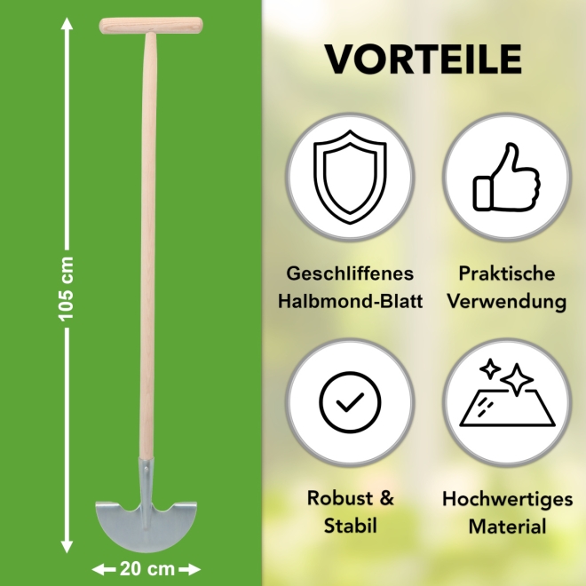 Rasenkantenstecher 20cm - Kantenstecher mit Tritt - Rasenstecher mit T-Stiel 105cm