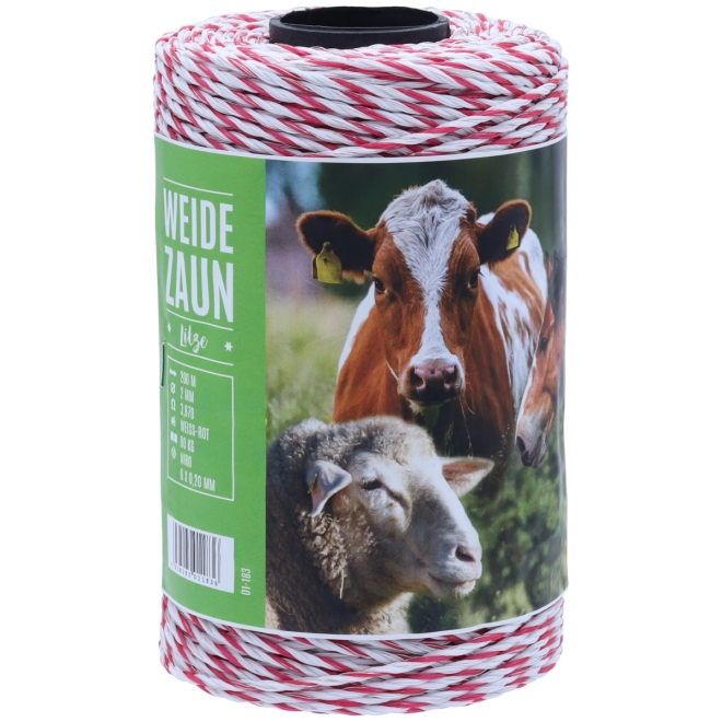 Weidezaunlitze PROFI 200m, 6 x 0,20 Niro, weiß-rot