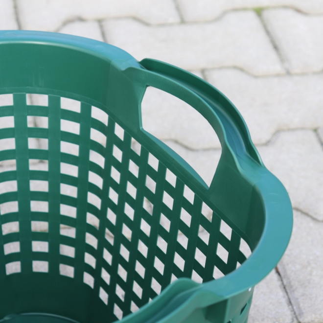 Gartenkorb 25 Liter, grün, Ø390x280mm, stapelbarer Obstkorb, Erntekorb, Universalkorb