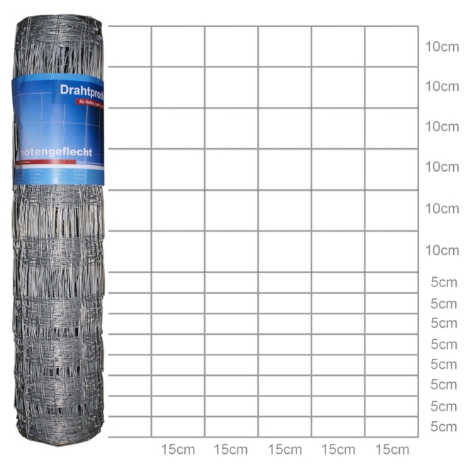 hadra 50m Wildzaun Typ 100/15/15, dickverzinkt, 100cm, Schafzaun, Schafdraht, Knotengeflecht