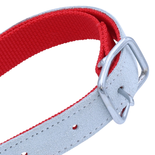 Halsriemen für Schafe, verstellbares Ziegenhalsband, Nylon & Leder, Rot, 60cm