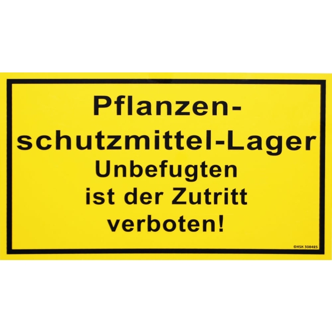 Verbotsschild: Pflanzenschutzmittel-Lager - Betreten verboten, gelb, 250x150mm, Warnschild