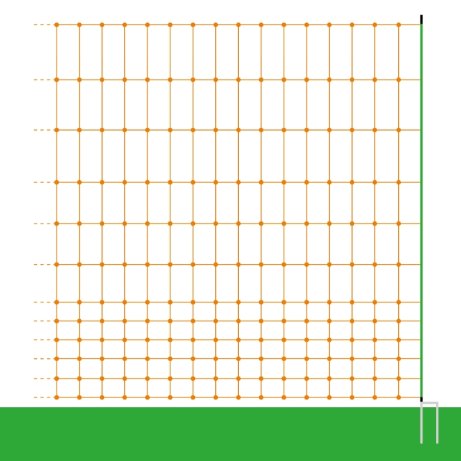 25m Geflügelnetz, Euro, 112cm, 2 Spitzen, orange, Hühnerzaun, Geflügelzaun, Hühnernetz, Elektrozaun