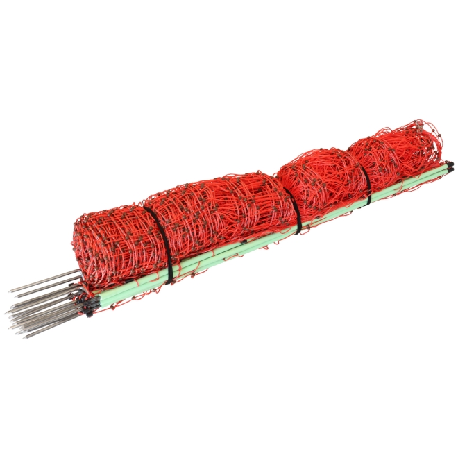 25m Geflügelnetz, Euro, 112cm, 2 Spitzen, orange, Hühnerzaun, Geflügelzaun, Hühnernetz, Elektrozaun