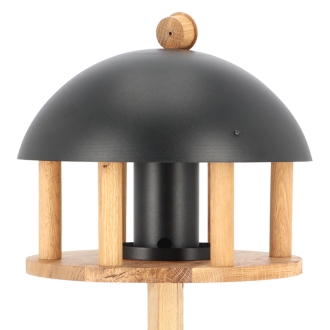 Esschert Design Futterhaus Eiche, mit Standfuß und Silo, schwarzes Metalldach, FB564