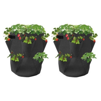 Erdbeer-Pflanzsack 2er-Set, Ø35x45cm, Erdbeeren Pflanztasche, Pflanzsäule, Pflanzturm