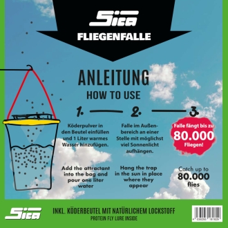 Sica Fliegenfalle 3 Liter - Mehrwegmodell - Fliegenfänger für den Außenbereich