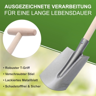 Kinderspaten mit T-Stiel 75cm, lackiert & poliert, kleiner Spaten für Kinder, Gartenspaten