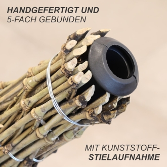 10x Bambusbesen, Stallbesen aus Bambusreisig, Reisigbesen mit Kunststoff-Stielaufnahme