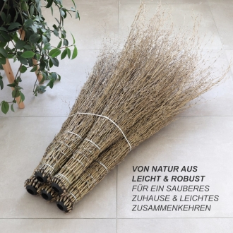 10x Bambusbesen, Stallbesen aus Bambusreisig, Reisigbesen mit Kunststoff-Stielaufnahme