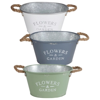 Pflanzwanne Flowers & Garden - Deko Zinkwanne zum Bepflanzen - verschiedene Farben