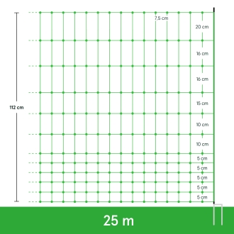 25m Geflügelnetz, Euro, 112cm, 2 Spitzen, grün, Hühnerzaun, Geflügelzaun, Hühnernetz, ohne Strom