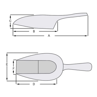 Wilesco Abwiegeschaufel 555g, 310mm, Aluminium Futterschaufel mit Außengriff