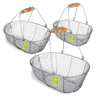 Esschert Design Drahtkörbe 3er-Set verzinkt, W2026, Erntekorb, Dekokorb, Gartenkorb