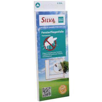 Silva 6x Fenster-Fliegenfalle Transparent, 19cm, transparente Klebefalle zur Anbringung am Fenster