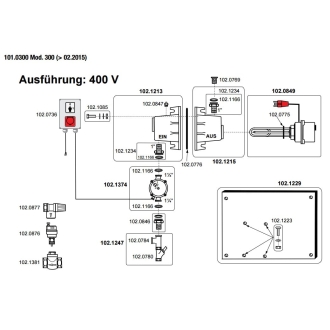 Suevia Einschraubheizkörper 3000W, 400V (Stecker rot) für Heizgerät Mod. 300 - 102.0849