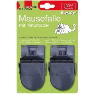 2x Swissinno Mausefalle SuperCat mit Naturköder, die weltbeste Mausefalle ohne Gift