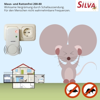Silva Maus- und Rattenfrei 200-80, Ultraschall Mäuseschreck, Mäuseabwehr