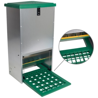 Feedomatic Geflügelfutterautomat 20kg, verzinkt, Hühner-Futterautomat mit Trittplatte