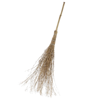 Kinder Bambusbesen mit Stiel - Bambus Reisigbesen für Kinder - Hexenbesen 110cm