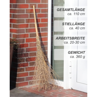 Kinder Bambusbesen mit Stiel - Bambus Reisigbesen für Kinder - Hexenbesen 110cm