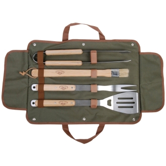 Esschert Design Grillbesteck GT37, 4-teiliges Besteckset mit Tasche
