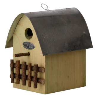 Esschert Design Nistkasten Haus mit Zaun, Vogelhaus, Brutkasten, farblich sortiert, NKH