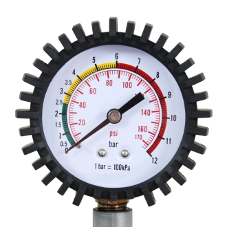 Reifenfüllmesser, mit Pistolengriff und Manometer, Reifenprüfer mit 35cm Schlauch und Ventilstecker