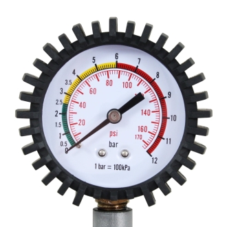 Reifenfüllmesser mit Pistolengriff, Manometer und 35cm Schlauch +3er Adapter-Set Ventilstecker