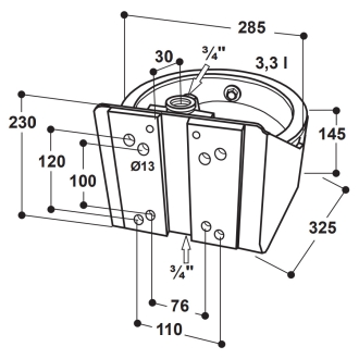 Suevia Tränkebecken Mod. 16P mit 3/4 Zoll Edelstahl-Ventil - 100.0169