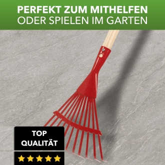 Kinder Fächerbesen Metall - kleiner Laubbesen für Kinder - Spielharke farblich sortiert