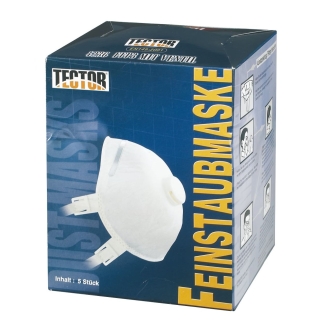 5x TECTOR Feinstaubmaske FFP3 mit Ventil, Staubmaske zum Schutz vor Staub, Gasen und Dämpfen