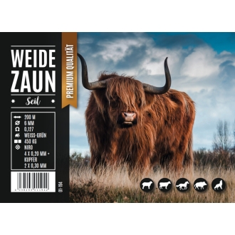 Weidezaunseil EXPERT 200m, 6mm, 4 x 0,20 Niro + 2 x 0,30 Kupfer, weiß-grün