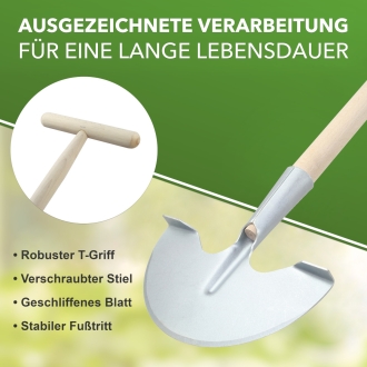 Rasenkantenstecher 20cm - Kantenstecher mit Tritt - Rasenstecher mit T-Stiel 105cm