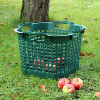 Gartenkorb 25 Liter, grün, Ø390x280mm, stapelbarer Obstkorb, Erntekorb, Universalkorb