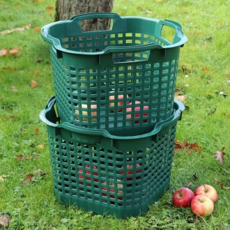 Gartenkorb 25 Liter, grün, Ø390x280mm, stapelbarer Obstkorb, Erntekorb, Universalkorb