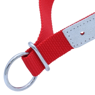 Halsriemen für Schafe, verstellbares Ziegenhalsband, Nylon & Leder, Rot, 60cm