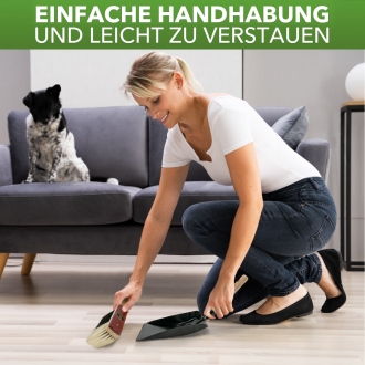Kehrgarnitur: Kehrblech und Rosshaar Handfeger, Kehrset mit Stubenhandfeger
