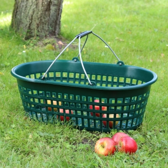 Jopa Gartenkorb 15kg, grün, oval, mit Klappbügel, Erntekorb aus Recycling-Kunststoff