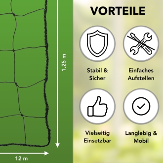 12m Geflügelzaun mit Zugangstor, 125cm, 6 Pfähle, 2 Spitzen, mobiler Hühnerzaun, Geflügelnetz