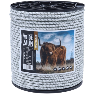 Weidezaunseil EXPERT 200m, 6mm, geflochten, 4 x 0,20 Niro + 2 x 0,30 Kupfer, weiß-grün