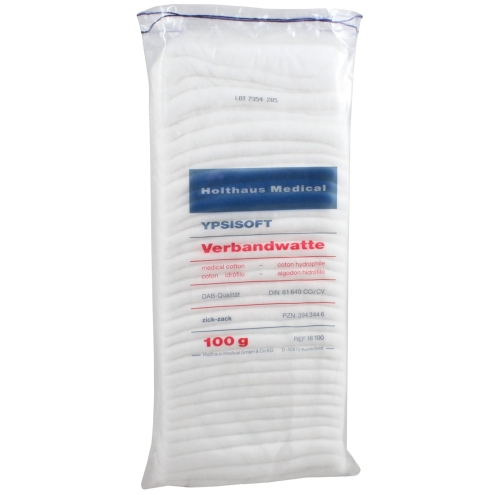 YPSISOFT Verbandwatte 100g, 50% Baumwolle und 50% Zellstoff