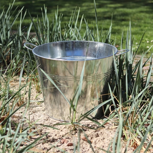 Zinkkübel 40 Liter - verzinkter Kübel Ø45x35cm - Dekokübel, Pflanzkübel, Blumenkübel