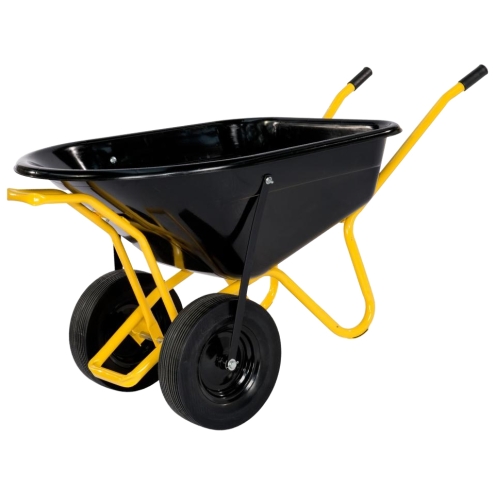 Zweiradschubkarre Twin 160 Liter, 2-Rad Schubkarre mit Kunststoffmulde